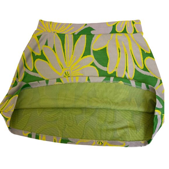 Zara Green Yellow Floral Print A-Line Mini Skirt Size S - Picture 3 of 6